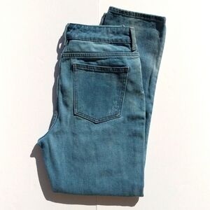 PacSun Retro Distressed Medium Blue High Rise Cropped Straight Leg Mom Jeans 25